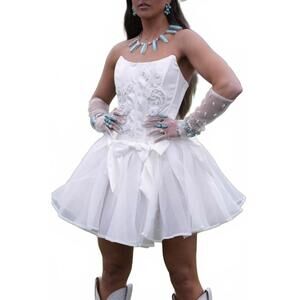 NEW BLITHELA forever after all mini dress in white